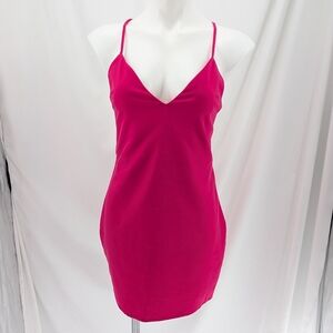 By The Way Pink Spaghetti Strap Mini Backless V Neck Dress Size Medium